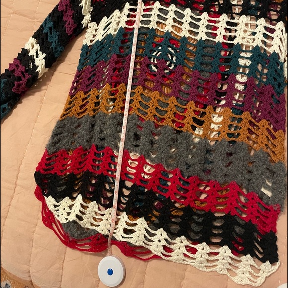 Free People RARE Rainbow Crochet Sweater S - Picture 5 of 6